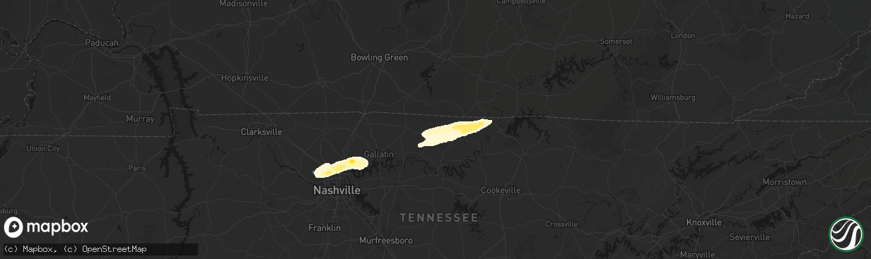 Hail map in Lafayette, TN on March 11, 2026