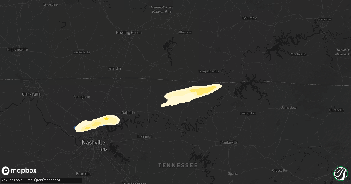 Hail map in Lafayette, TN on March 11, 2026