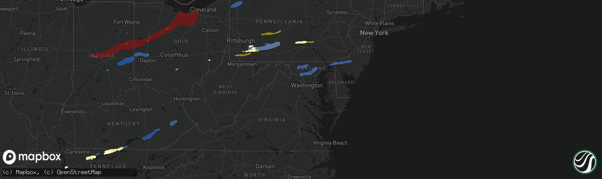 Hail map in Maryland on March 11, 2026