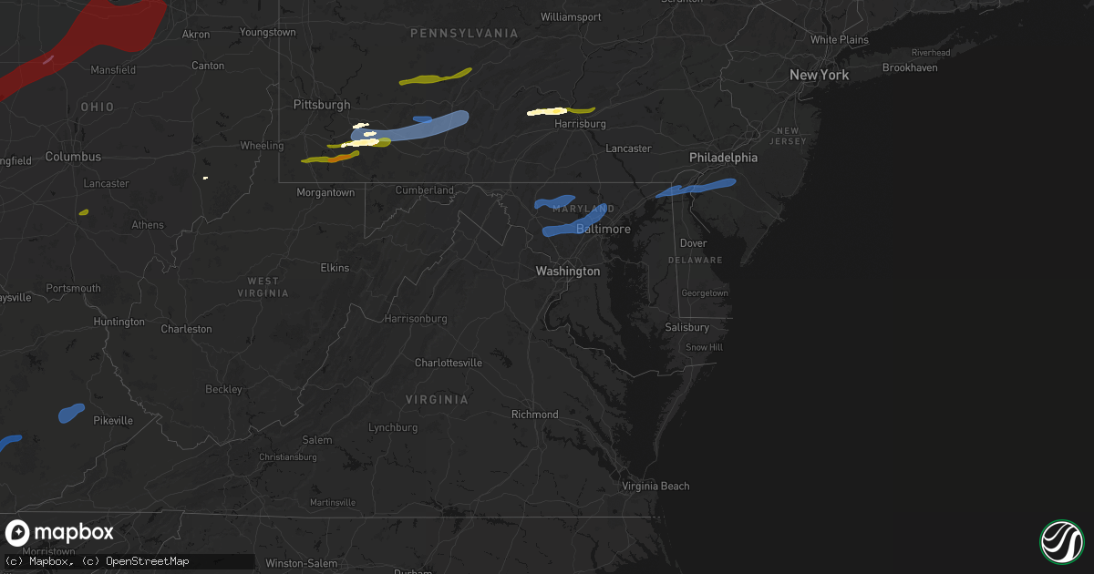 Hail map in Maryland on March 11, 2026