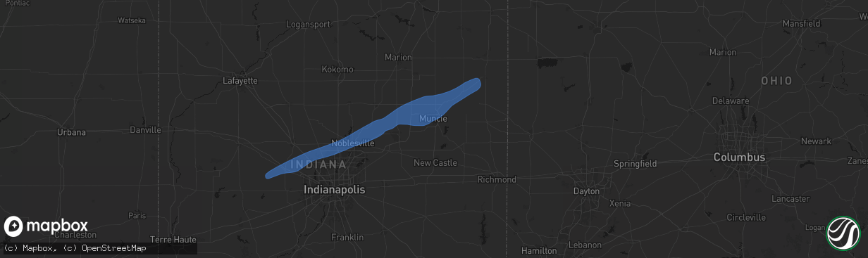 Hail map in Muncie, IN on March 11, 2026
