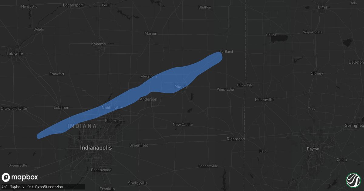 Hail map in Muncie, IN on March 11, 2026