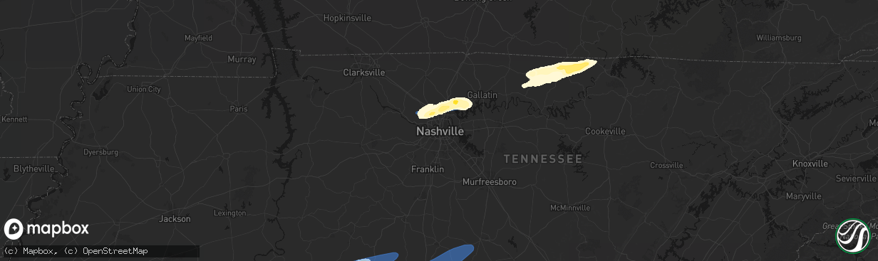 Hail map in Nashville, TN on March 11, 2026
