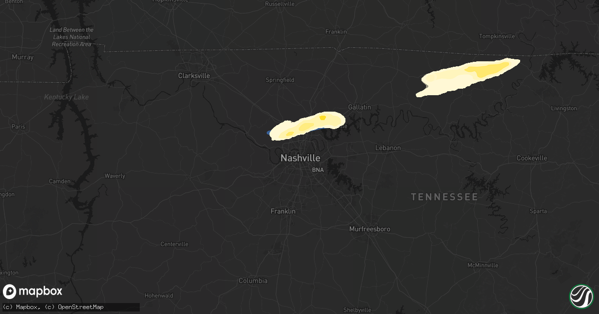 Hail map in Nashville, TN on March 11, 2026
