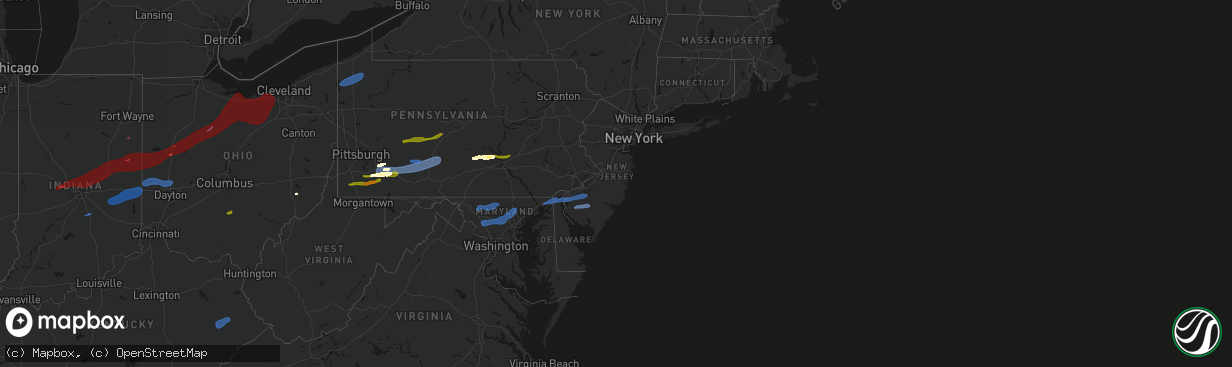 Hail map in New Jersey on March 11, 2026