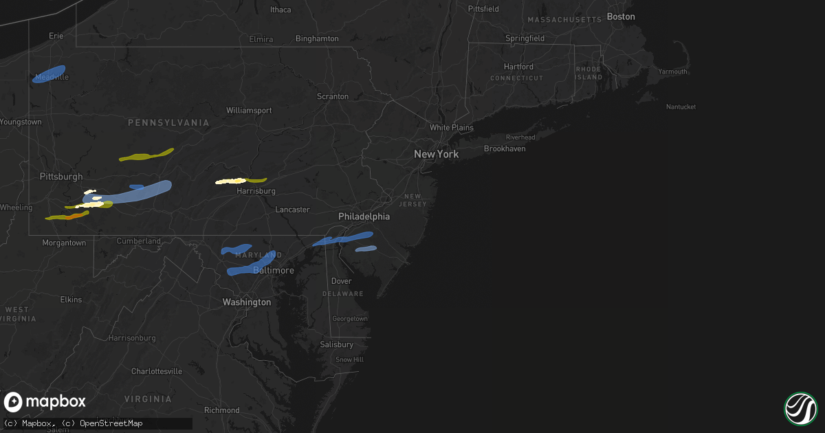 Hail map in New Jersey on March 11, 2026