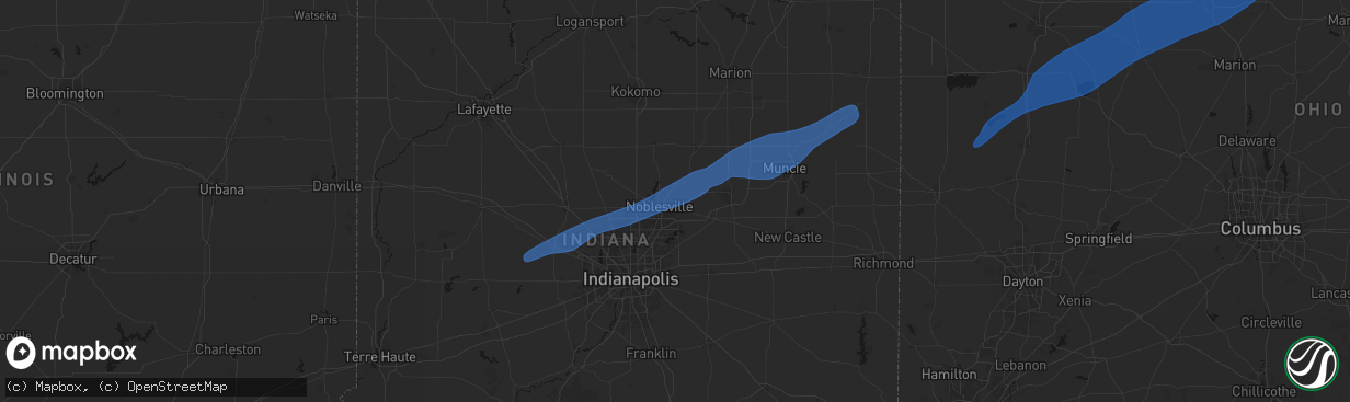 Hail map in Noblesville, IN on March 11, 2026