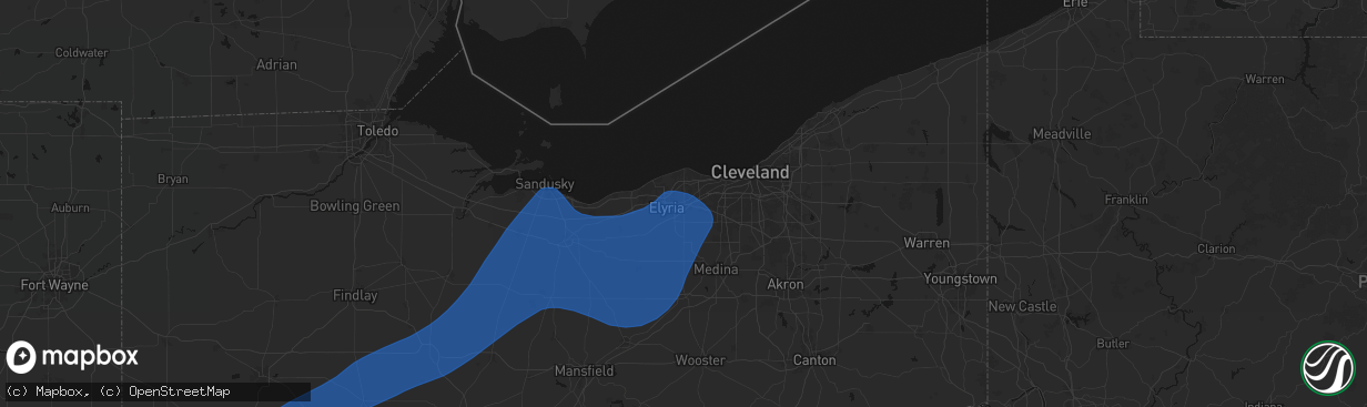 Hail map in North Ridgeville, OH on March 11, 2026