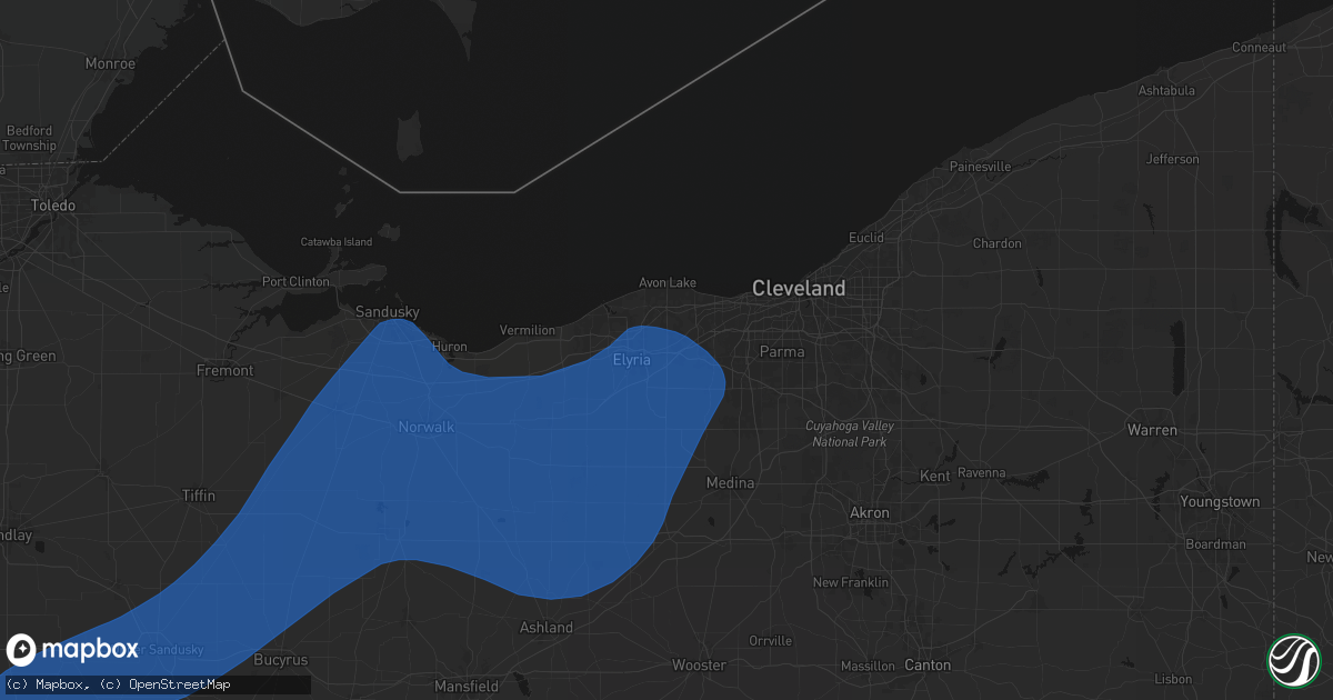 Hail map in North Ridgeville, OH on March 11, 2026