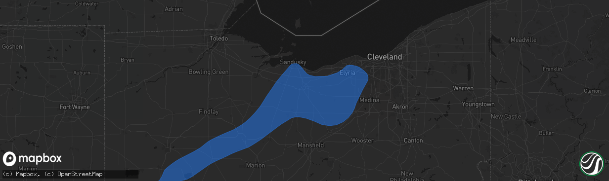 Hail map in Norwalk, OH on March 11, 2026