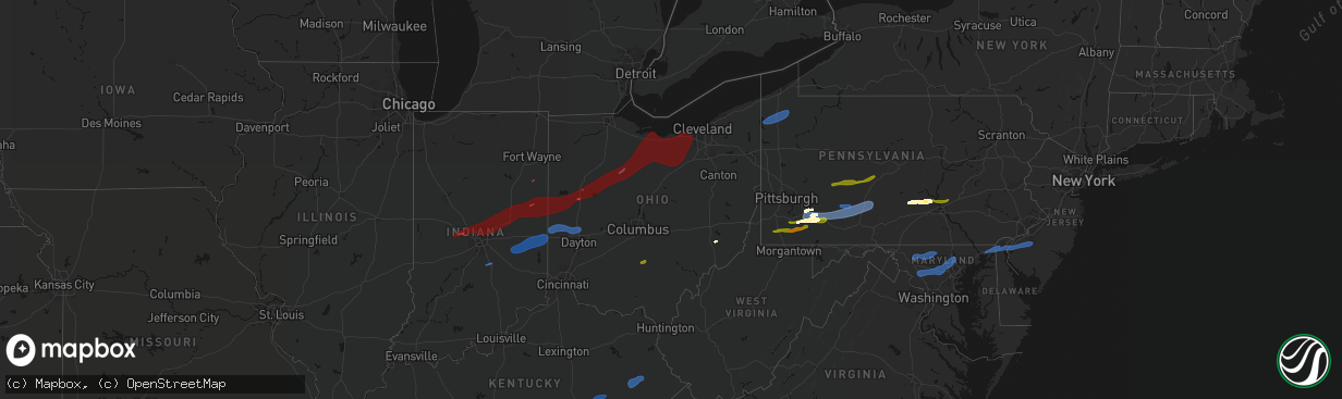Hail map in Ohio on March 11, 2026