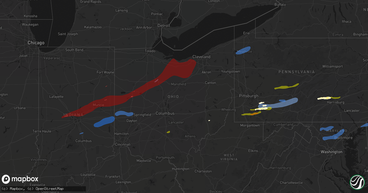 Hail map in Ohio on March 11, 2026