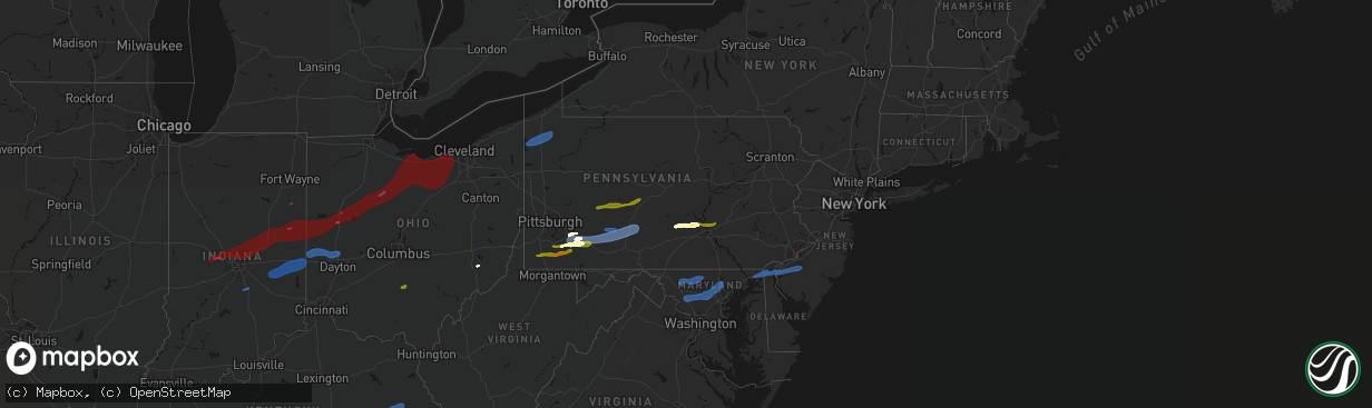 Hail map in Pennsylvania on March 11, 2026