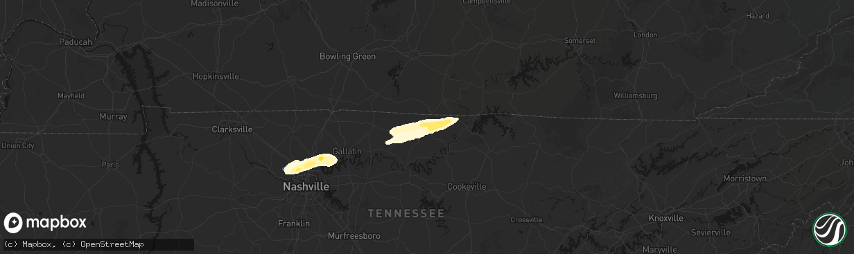 Hail map in Red Boiling Springs, TN on March 11, 2026