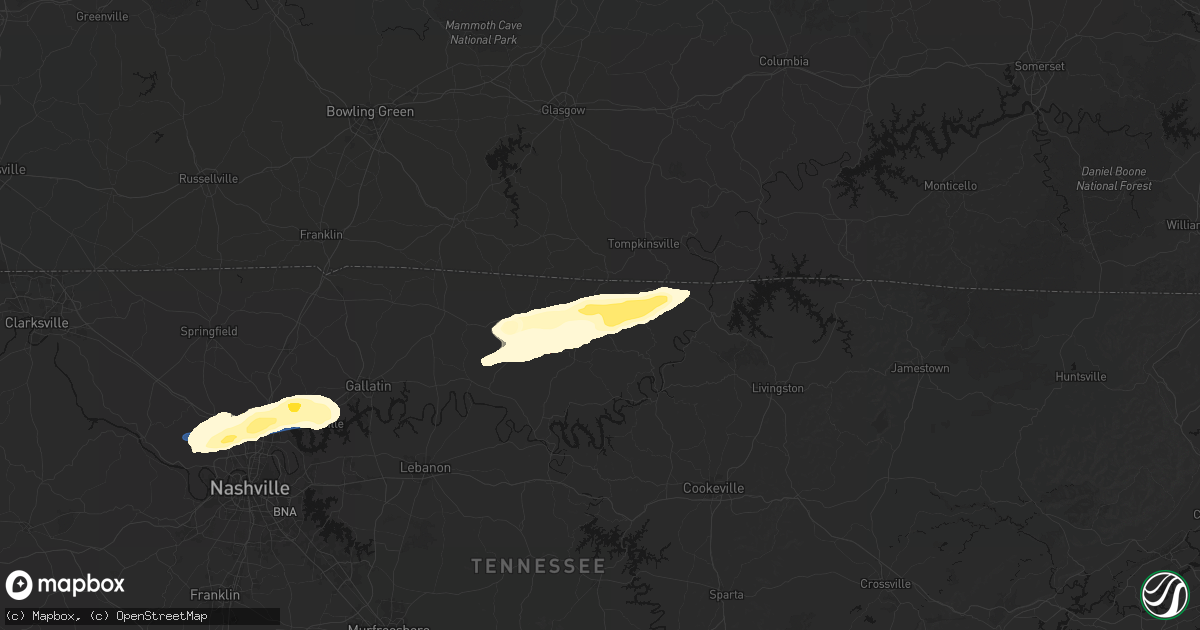 Hail map in Red Boiling Springs, TN on March 11, 2026