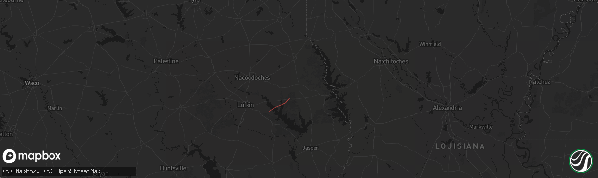 Hail map in San Augustine, TX on March 11, 2026