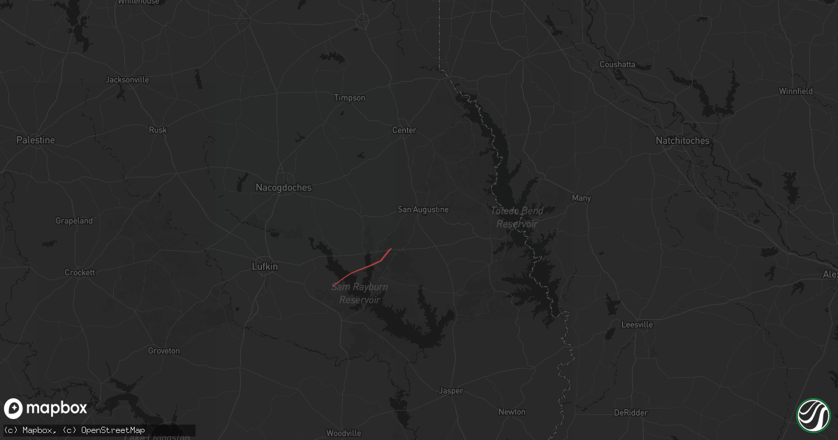 Hail map in San Augustine, TX on March 11, 2026