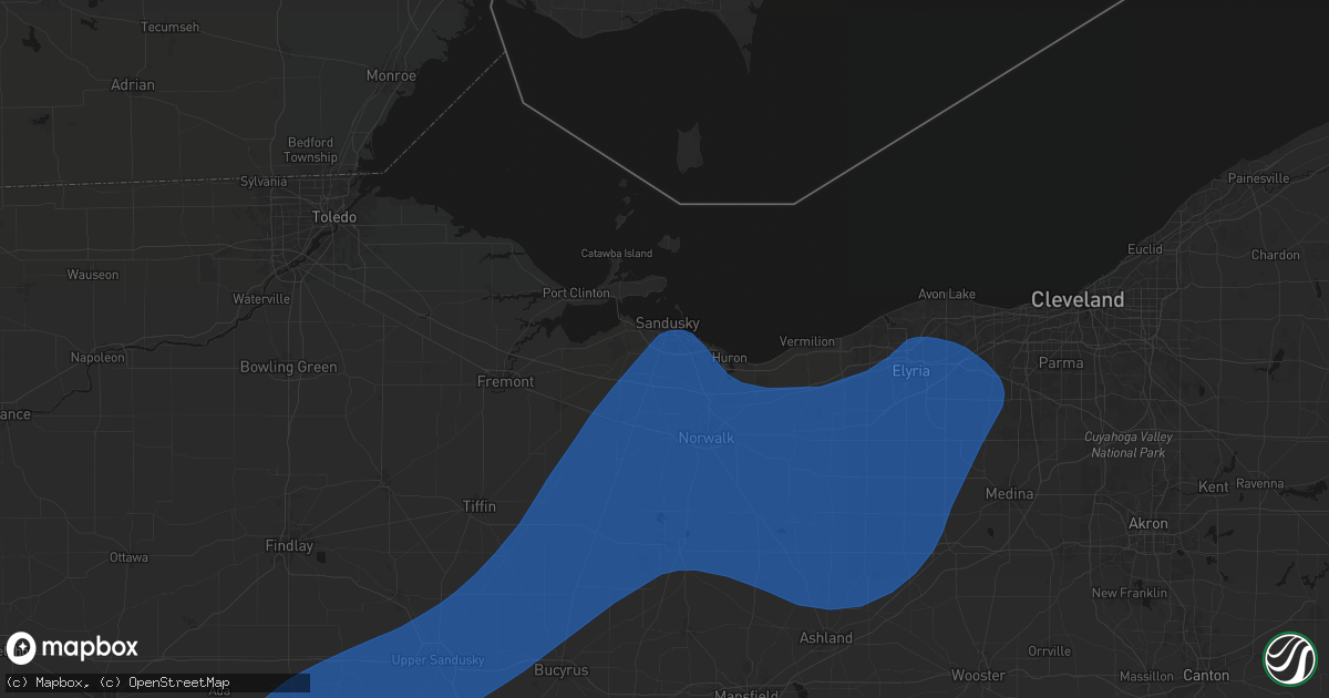 Hail map in Sandusky, OH on March 11, 2026