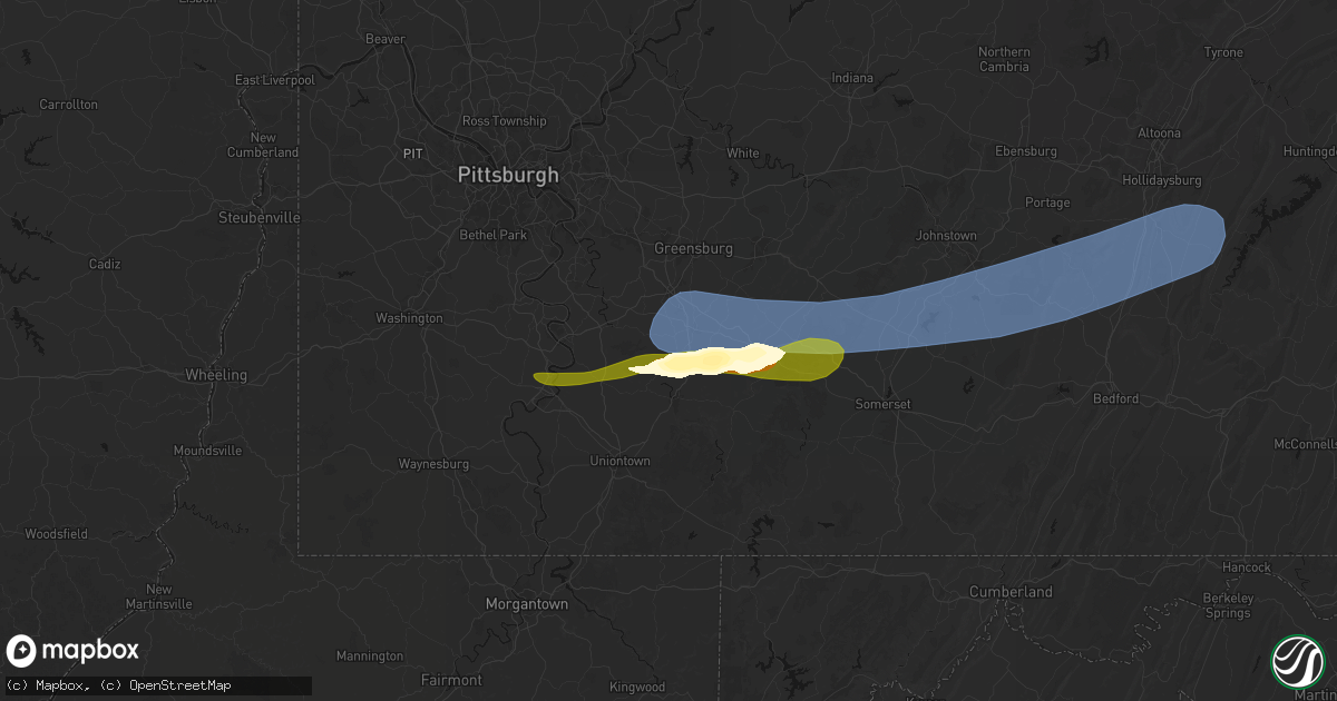 Hail map in Scottdale, PA on March 11, 2026
