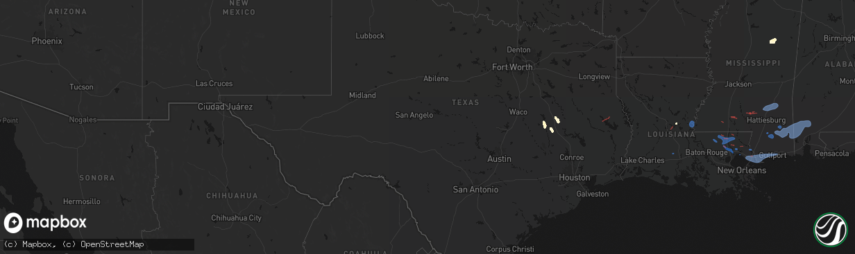 Hail map in Texas on March 11, 2026