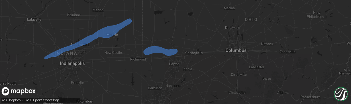 Hail map in Tipp City, OH on March 11, 2026