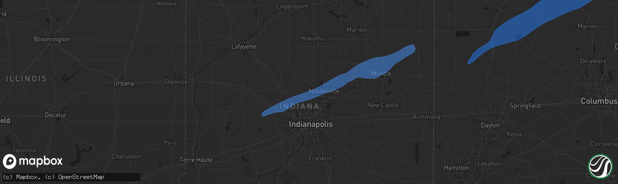 Hail map in Westfield, IN on March 11, 2026