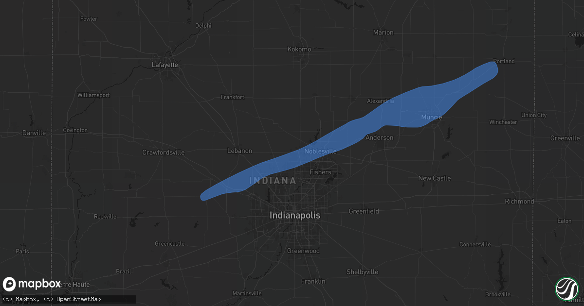 Hail map in Westfield, IN on March 11, 2026