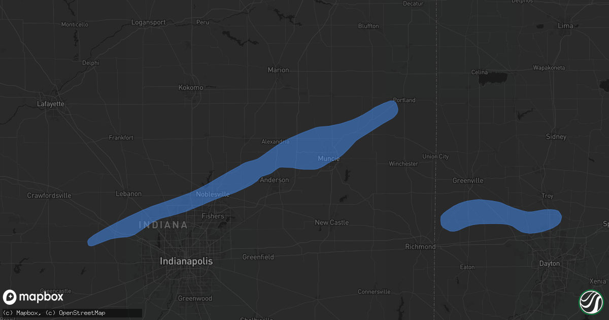 Hail map in Yorktown, IN on March 11, 2026