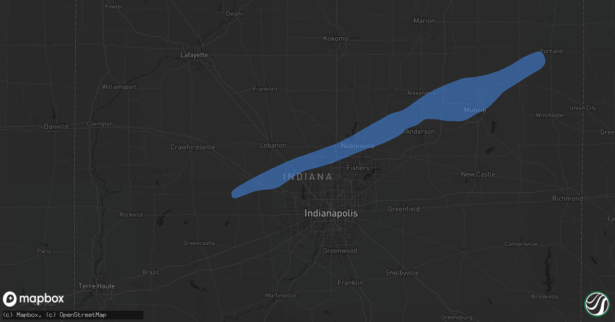 Hail map in Zionsville, IN on March 11, 2026