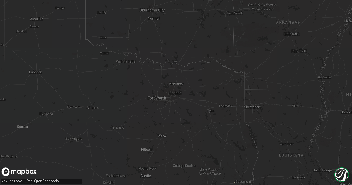 Hail map in Oklahoma on March 12, 2016