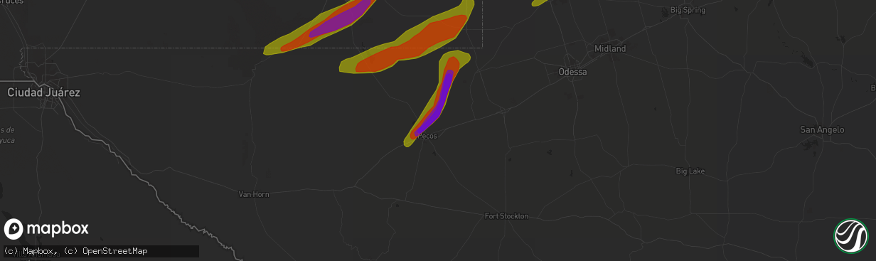 Hail map in Barstow, TX on March 12, 2019