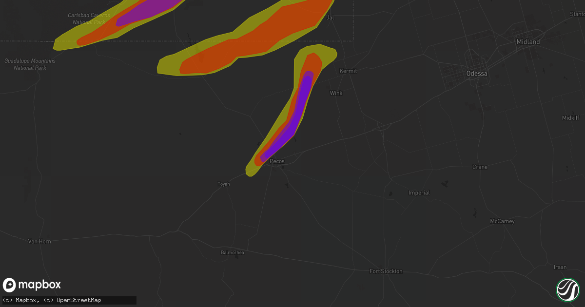 Hail map in Barstow, TX on March 12, 2019