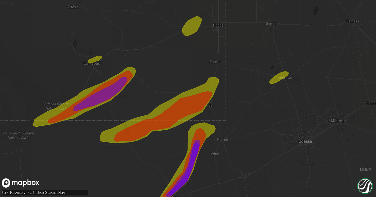 Hail map in Jal, NM on March 12, 2019