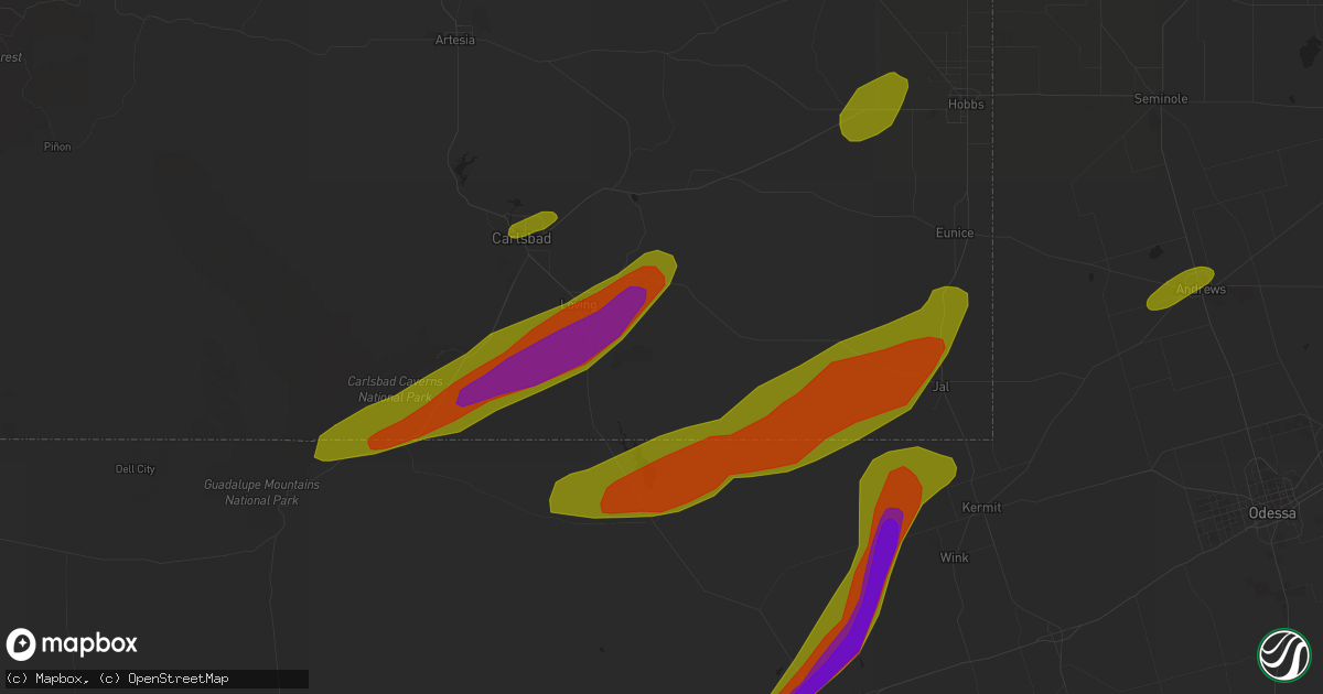 Hail map in Loving, NM on March 12, 2019