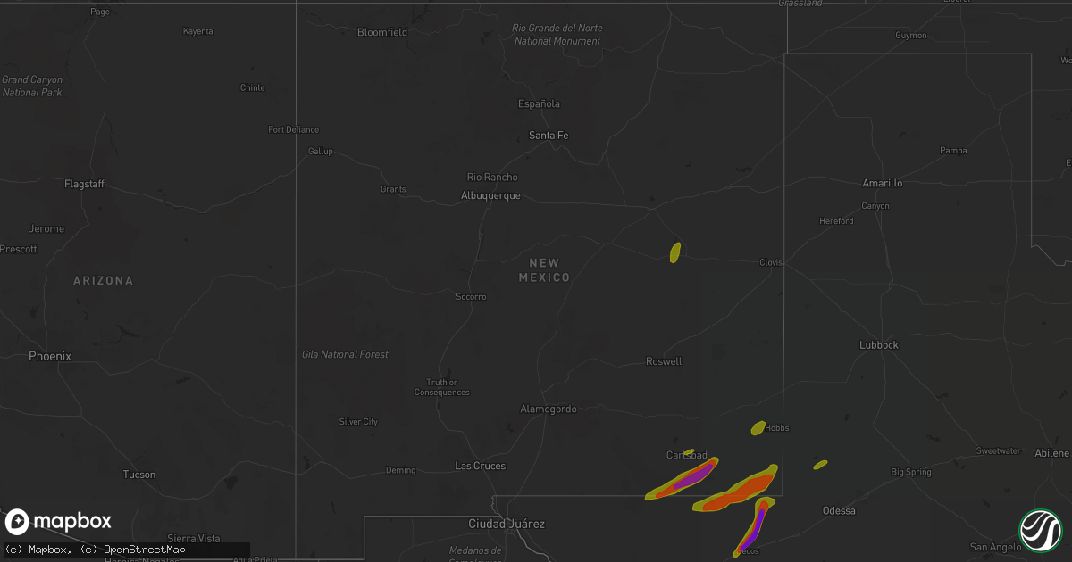 Hail map in New Mexico on March 12, 2019