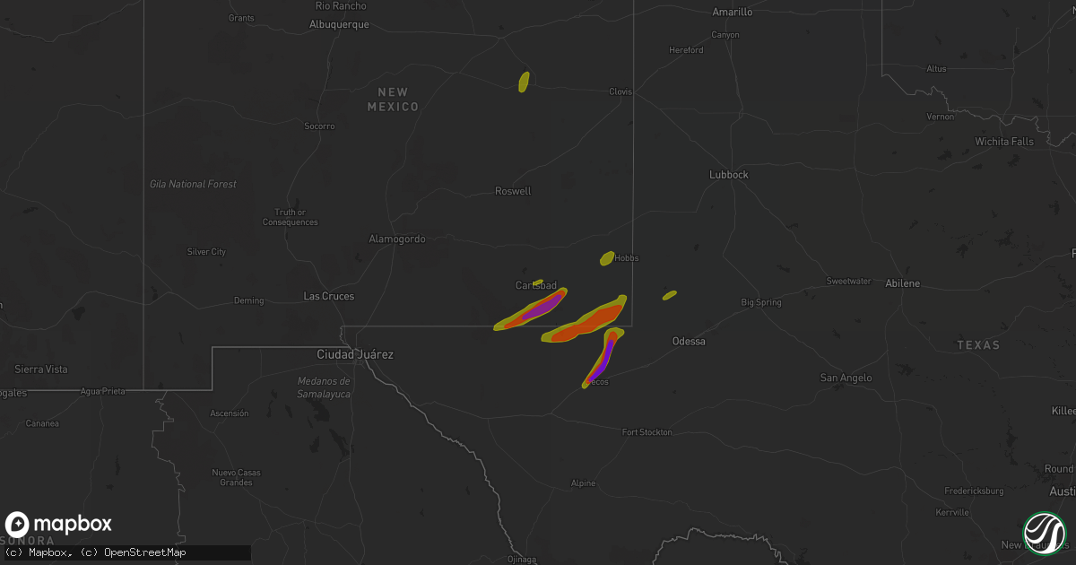 Hail map on March 12, 2019