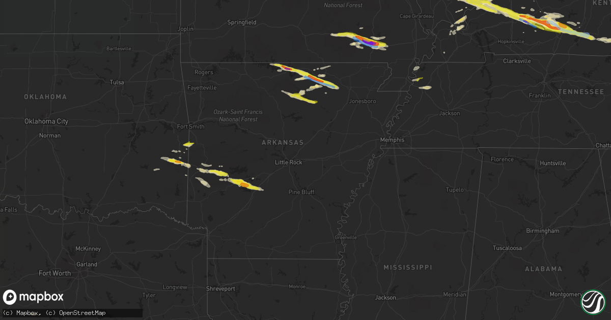Hail map in Arkansas on March 12, 2020