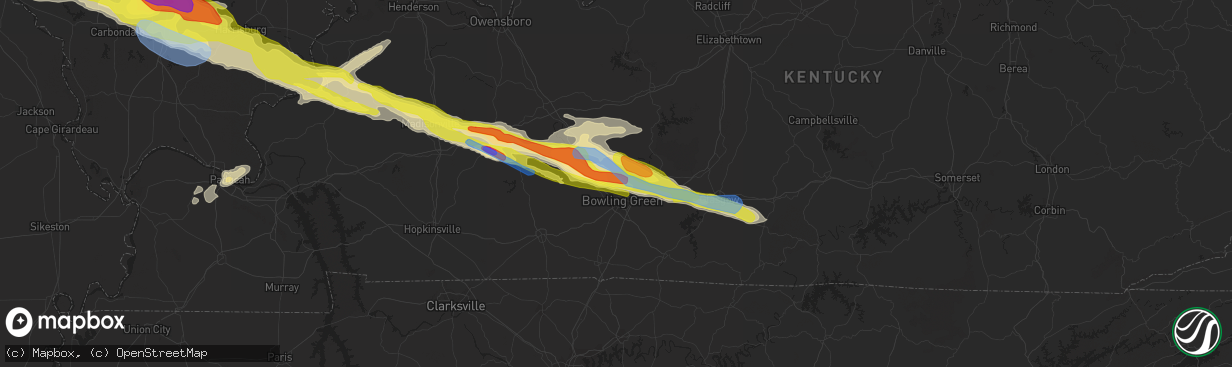 Hail map in Bowling Green, KY on March 12, 2020