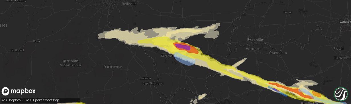 Hail map in Carterville, IL on March 12, 2020