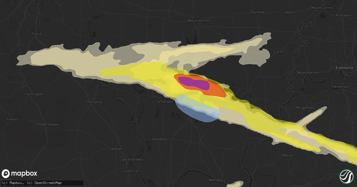 Hail map in Carterville, IL on March 12, 2020
