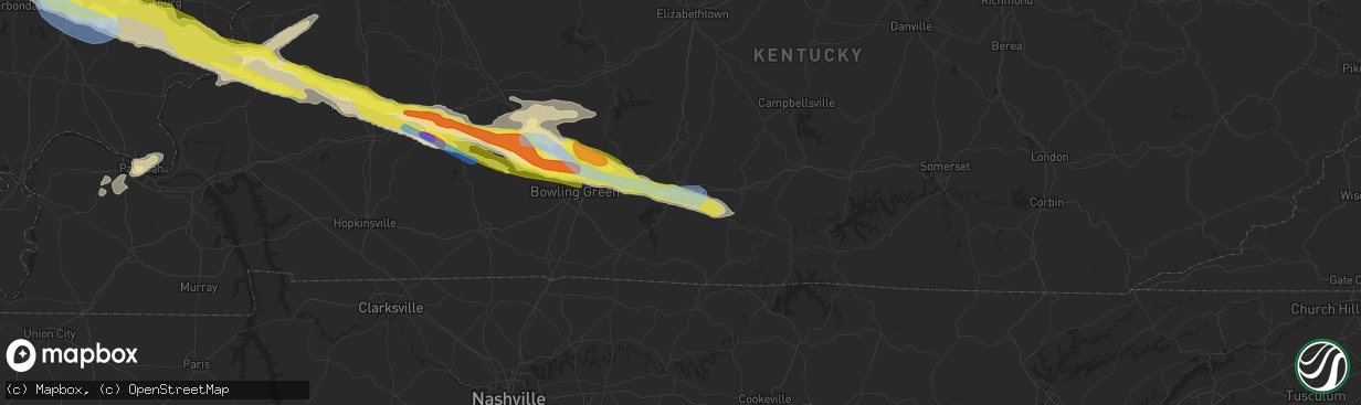 Hail map in Glasgow, KY on March 12, 2020