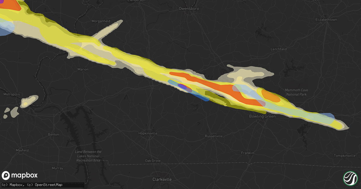 Hail map in Greenville, KY on March 12, 2020