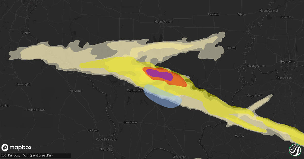 Hail map in Herrin, IL on March 12, 2020