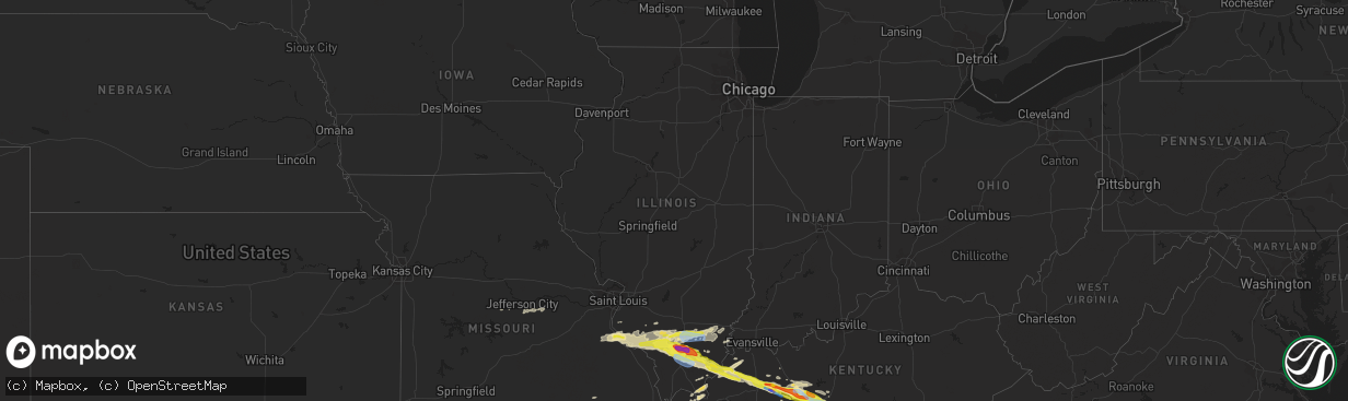 Hail map in Illinois on March 12, 2020