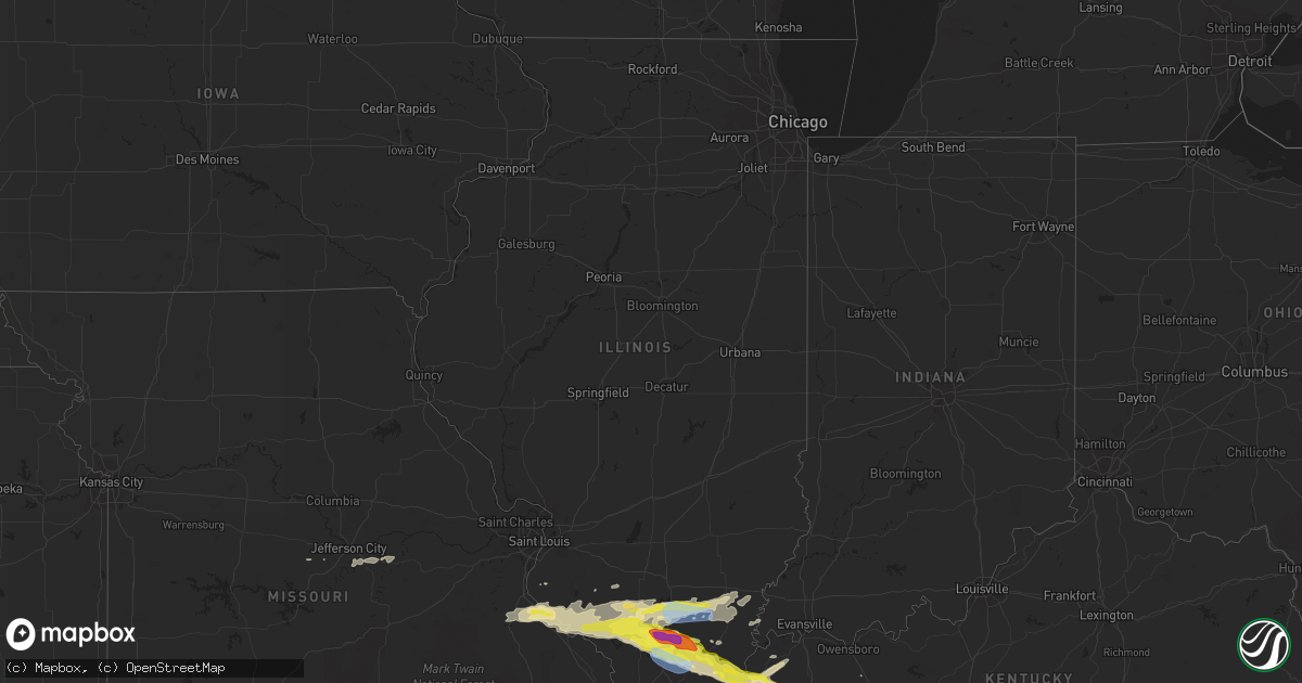 Hail map in Illinois on March 12, 2020