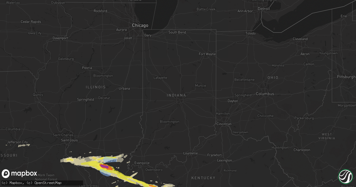 Hail map in Indiana on March 12, 2020