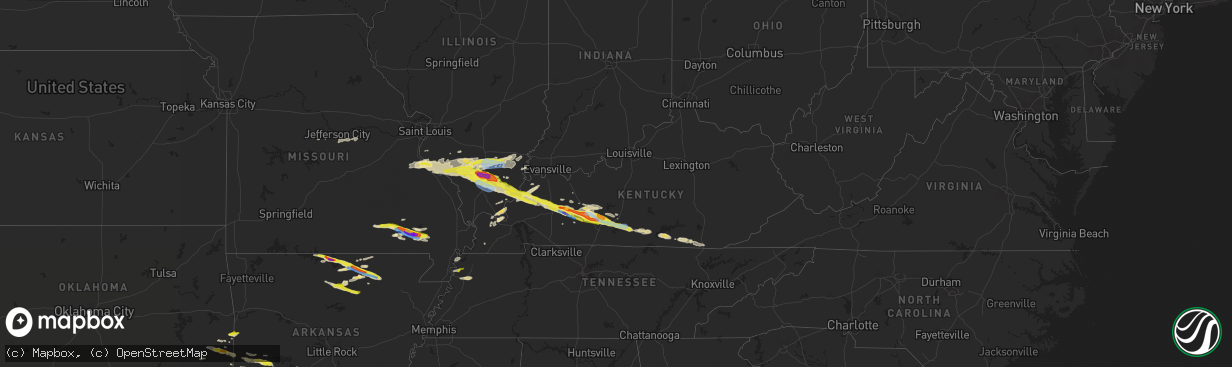 Hail map in Kentucky on March 12, 2020