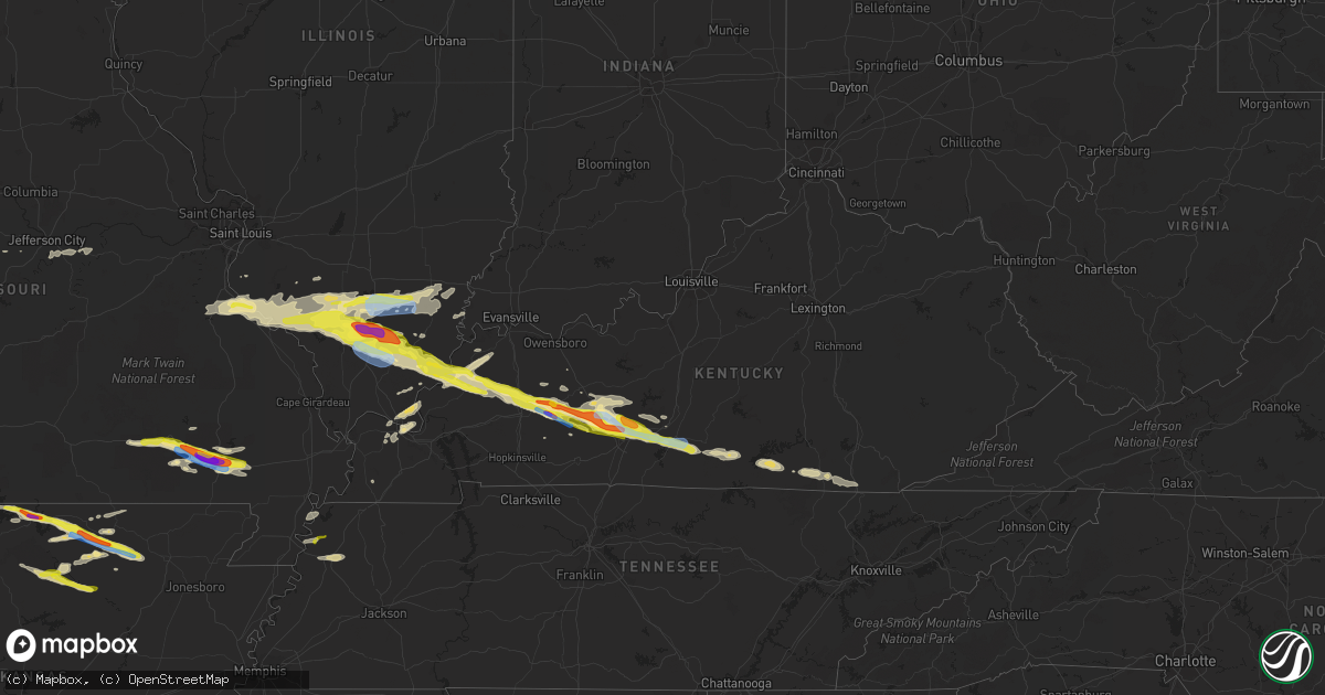 Hail map in Kentucky on March 12, 2020