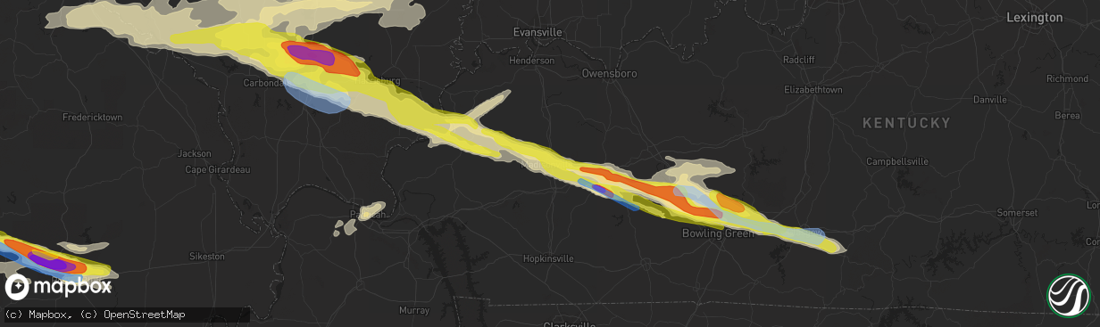 Hail map in Madisonville, KY on March 12, 2020