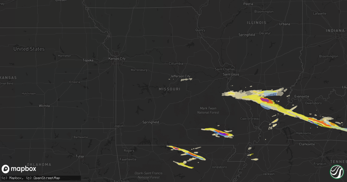 Hail map in Missouri on March 12, 2020